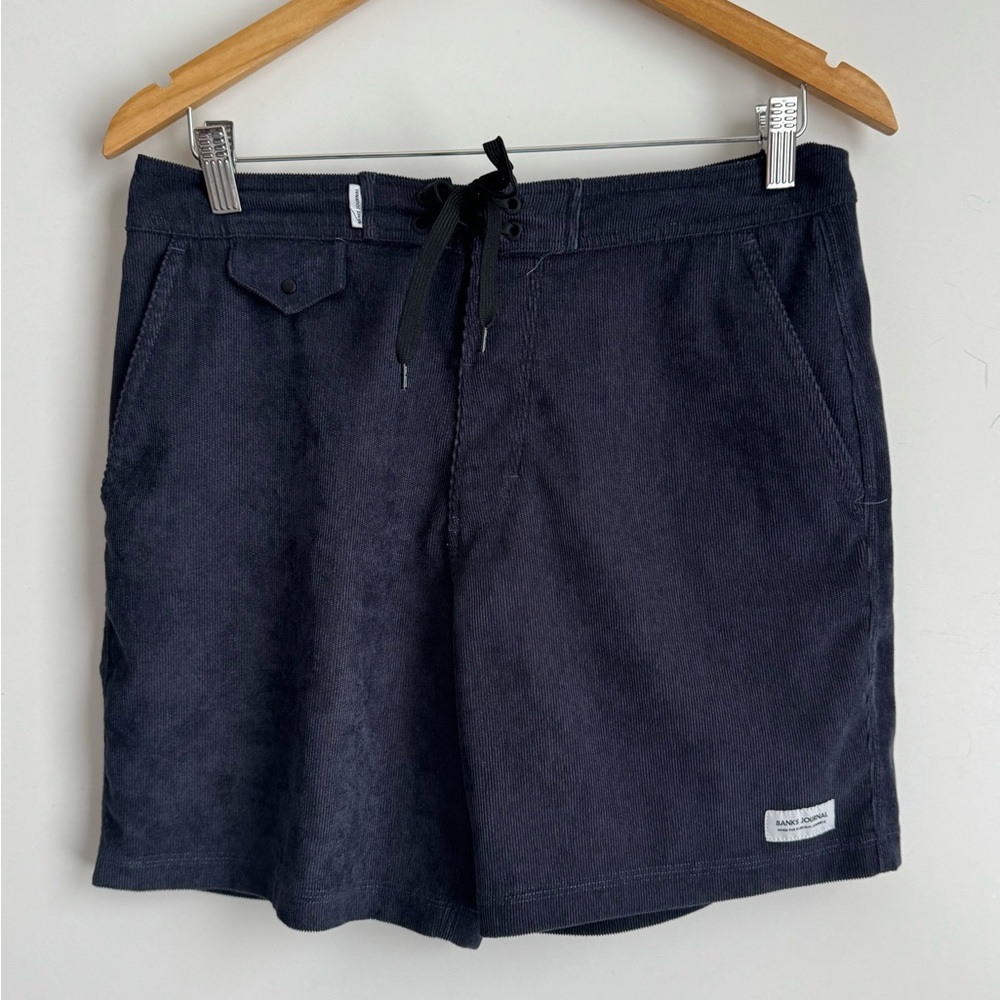 Huckberry Banks Journal Slow‎ Corduroy Board Short 6" Navy Blue Men Size 30 swim
